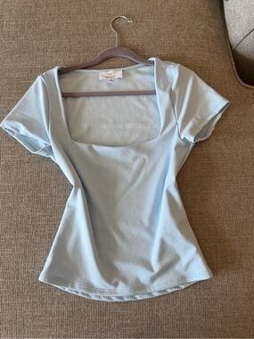 Light Blue Square Neck Women’s Top